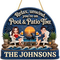 Personalized Relax Unwind Pool and Patio Time Wood Sign, Gift For Couple, Husband, Wife, Summer Porch, Patio, Bar Decoration by Unknown