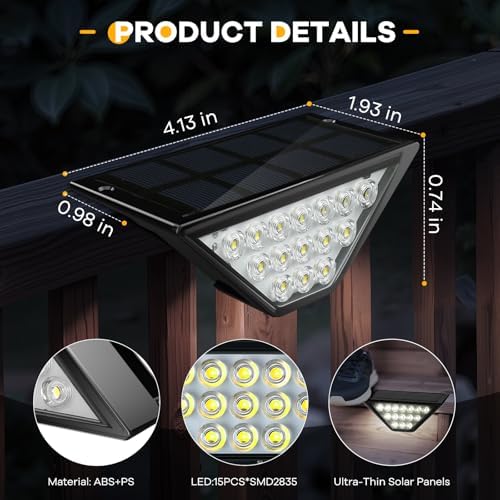 BKBB PPBB Solar Step Lights for Outside, Solar Stair Lights Outdoor Waterproof, Deck Step Lights for Fence, Patio, Yard, Porch, Front Door, Sidewalk, Garden, Patio Decor (8, Cool White) - Image 5