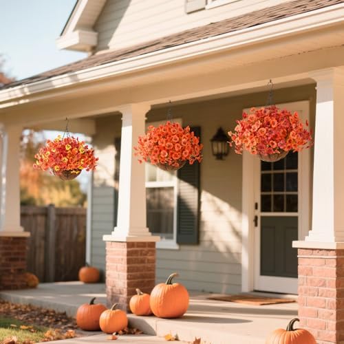 INQCMY Artificial Pansy Fall Flowers for Outdoors Decoration Faux Mums - Image 5