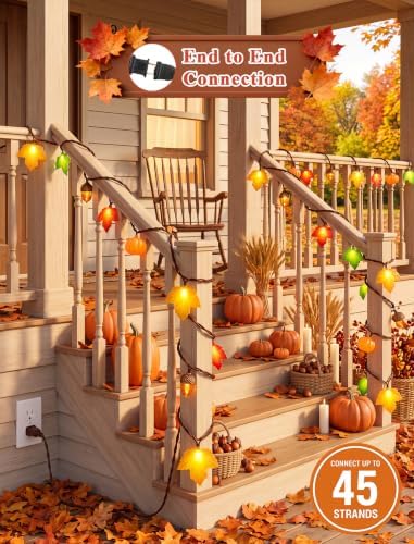 Fall Decor String Lights, 8.5FT 10 LED Thanksgiving Lights Outdoor Plug in - Image 5