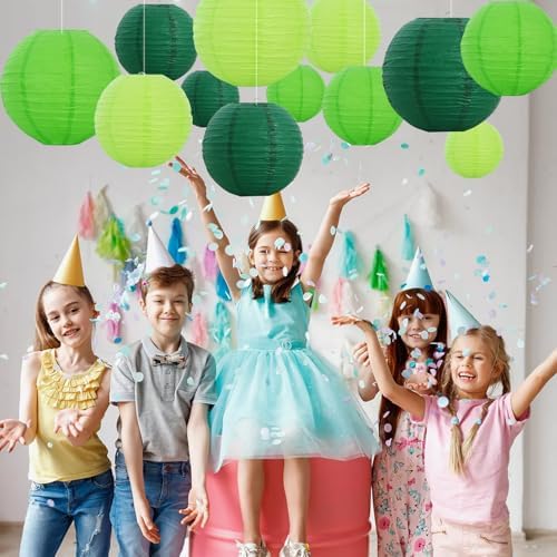 BEISHIDA Green Mix Paper Lanterns 12Pcs 6/8/10/12 Inch Round Chinese Lamp - Image 6