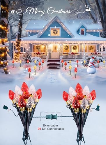 2 Pack Strawberry C9 Christmas Pathway Lights Outdoor, Total 34.8FT 20 LED - Image 3