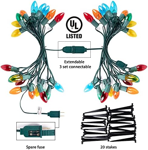 Brightown Christmas Pathway String Lights Outdoor,25.7FT C9 Pathway Light - Image 5