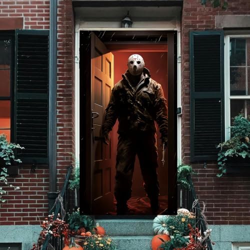 Halloween Door Cover, Horror Movie Character Banner Backdrop - Image 4
