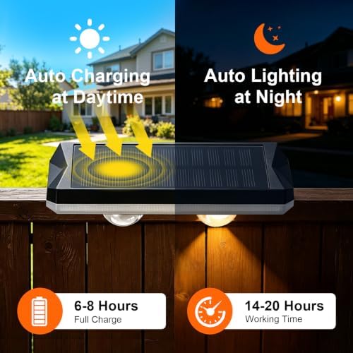 Solar Fence Lights with 13-Mode RGB, Solar Power Garden Lights Waterproof IP65, 20 Hours of Runtime, Solar Outdoor Lights for Yard, Deck, Patio, Wall, Post(12PCS) - Image 4