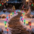 GOOTHY C9 Christmas Pathway Lights Outdoor, 38Ft Outdoor Christmas Decorations with 25 C9 Multicolor Bulbs Marker Stakes Light, Connectable Walkway Lights for Outside Yard Lawn Sidewalk Garden by Goothy