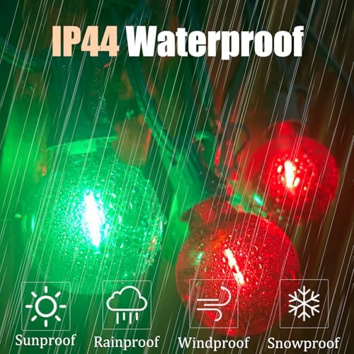 Abeja 50FT Multicolor Christma Lights Outdoor, Red/Green Christmas Lights with 25 LED Colorful Bulbs(2 Spare), Outside Christmas Hanging Light for Tree Roofline Holiday Party - Image 3