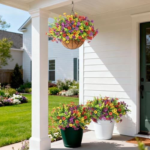 Hommyea Artificial Fake Flowers Plants for Outdoors Silk Spring Home Decor - Image 3