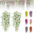 Artificial Flowers for Outdoors Fake Morning Glory Hanging Flower Decoration, 2 Pcs Realistic Faux Plants Petunias Trailing Vines, Spring Summer Decor for Porch Patio Balcony Planter Yard(White) by BloomwithJoy