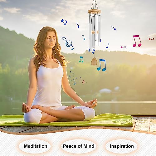 Bursvik 37" Aluminum Wind Chimes for Outside (White), Patio Zen Decor Gift - Image 7