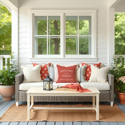 PANDICORN Outdoor Decorative Throw Pillow Covers 18x18 Inch Set of 2, Coral - Image 6