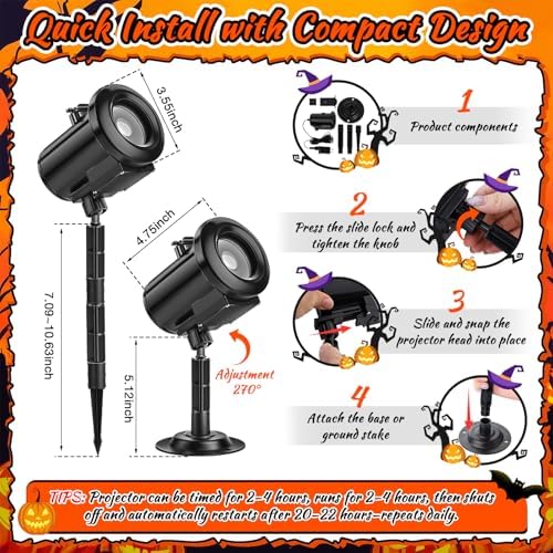 12 in 1 Halloween Ghost Projector Light Waterproof Outdoor Decor - Image 3