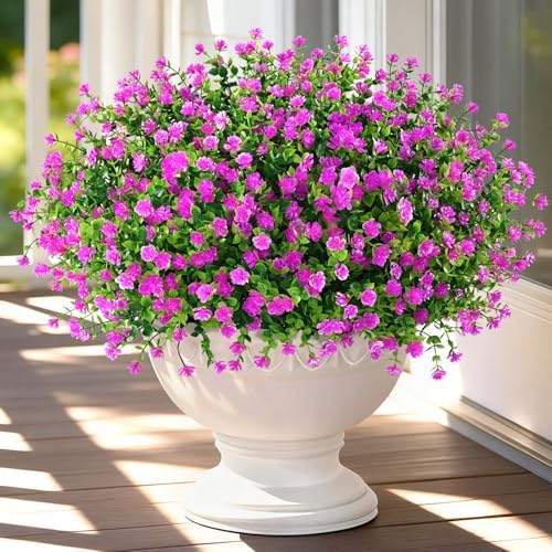 Yastouay Artificial Flowers for Outdoors UV Resistant, 34 Bundles Fuchsia Realistic Fake Outdoor Flowers Fake Plants, Faux Flowers for Outdoor Planters Front Porch Garden Window Box Farmhouse Decor by Yastouay