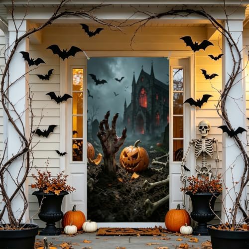 Halloween Door Cover, Fabric Front Door Porch Sign for Halloween Party - Image 7