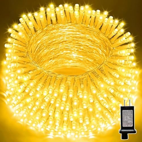 LAMPHOME 99ft Christmas Decorative Mini Lights, 300 LED Transparent Wire Fairy Starry String Light Plug in, 16Lighting Modes for Indoor Outdoor Xmas Tree Wedding Party Decoration (Yellow) by ULL