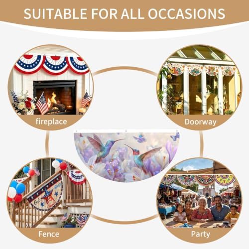Hummingbird Butterfly Semicircular Hanging Decorative Bunting Flag 2pcs - Image 7