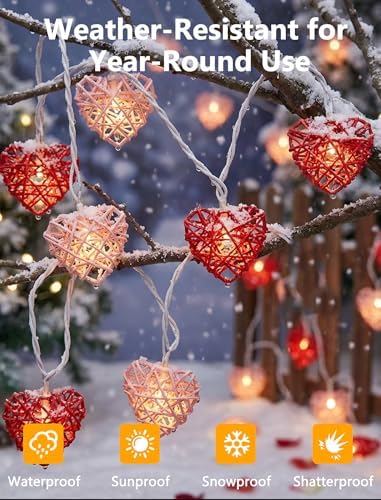 Red and Pink Heart Shape String Lights, 8.5Ft Valentine's Day String Lights with 10 LED Heart Lights, Plug in Hanging Valentines Window Fairy Lights for Indoor Outdoor Wedding Party Valentine Decor - Image 3