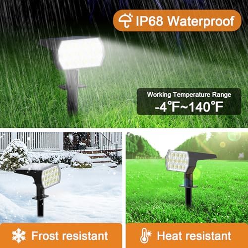 WELALO Solar Light Outdoor, IP68 Waterproof, 65 LED, Cool White, 6 Pack - Image 4