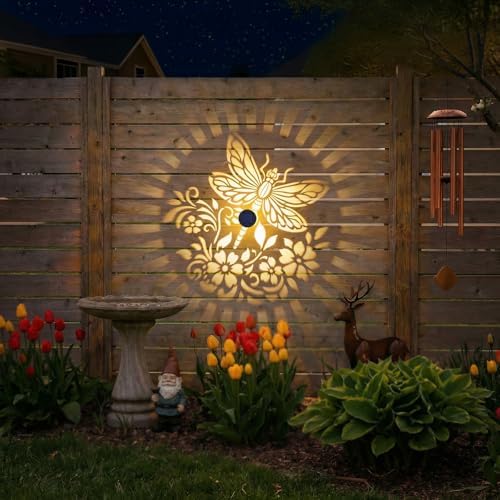 Gardsee Solar Fence Lights Outdoor 2 Pack Deck Step Wall Lights Butterfly Metal Waterproof LED Warm Yellow Light for Garden Post Patio Backyard Yard Decor (Black 3) - Image 4
