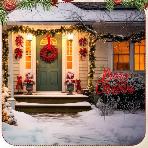 Weysat Merry Christmas Metal Yard Signs 15.75 Inch Xmas Metal Outdoor Decorations with Stakes Waterproof Christmas Decor for Home Garden Patio Lawn Party and Xmas Celebration Supplies - Image 4