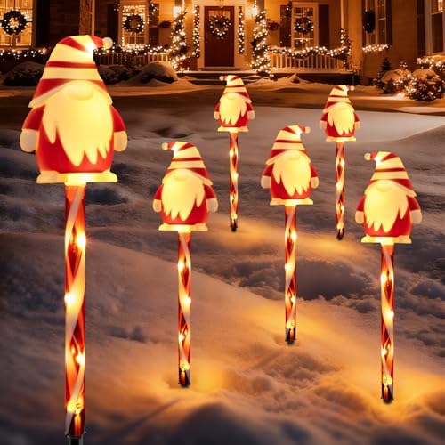 5 Packs Christmas Elf Solar Garden Light with 8 Light Modes, 15.75 Inches Tall Christmas Patio Outdoor Light, IP65 Waterproof, Auto ON/Off, Solar Xmas Light for Pathway, Courtyard by TopVelo