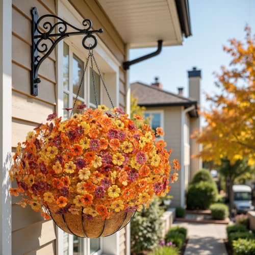 24Pcs Artificial Fall Flowers for Outdoors Decor, Fake UV Resistant Plants - Image 5