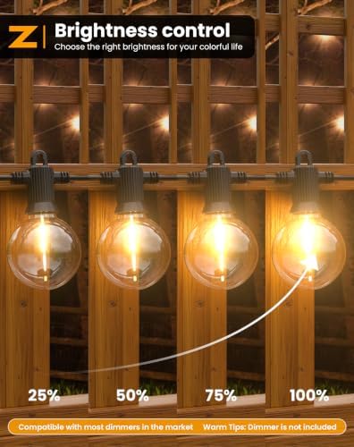 Zuske Outdoor String Lights Waterproof, 100FT LED Patio Lights with 50 Shatterproof G50 Globe Bulb(2 Spare), Connectable Dimmable Outside Hanging Lights for Backyard Porch Balcony Gazebo - Image 4