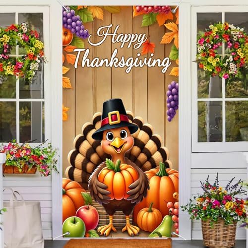 BlissYard Thanksgiving Turkey Door Banner Fall Harvest Decor 35 x 71 Inch - Image 4