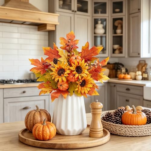 Fall Flowers Artificial for Decorations, Sunflower Pumpkin Faux Flowers - Image 4