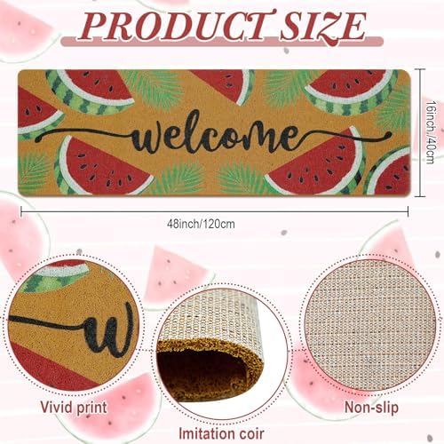 Long Doormat 48x 16 inch Front Door Mat Watermelon Doormat Summer Door Mat Welcome Mat for Front Door Porch Entrance Decor - Image 3