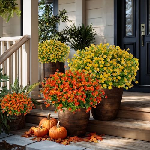 AXYLEX Artificial Flowers for Outdoors, 12 Bundles Fake Plants (Yellow) - Image 6