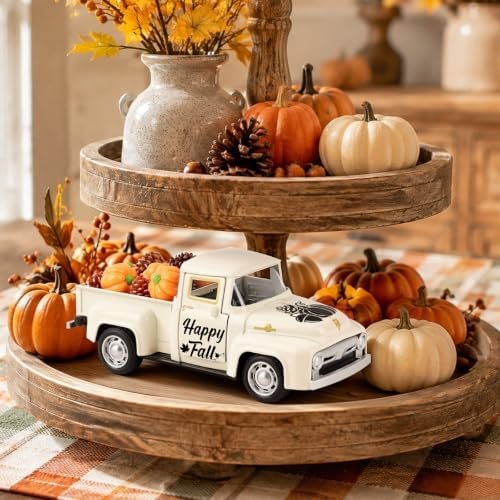 Fall Thanksgiving Pumpkin Truck Mini Metal Truck for Fall Tiered Tray Decor - Image 4