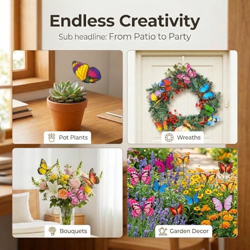 VGOODALL 50PCS Butterfly Garden Decorations, 11.5 Inch Plastic Butterfly - Image 5