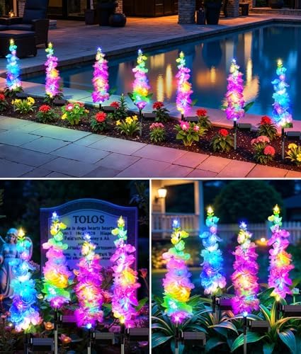 KOOPER Solar Lights Outdoor Garden Decor, 10 Pack Upgraded Delphinium Solar Garden Lights with 90 Colorful LEDs, Vivid Flowers Outdoor Waterproof for Landscape Patio Yard Decor - Image 6