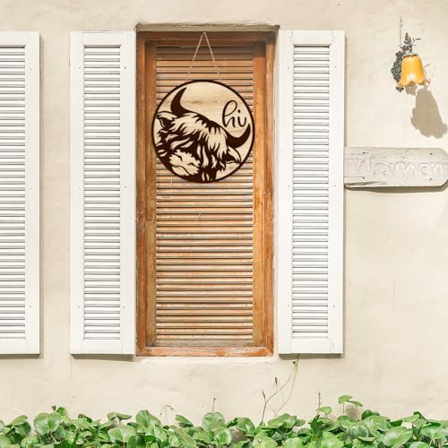 JarThenaAMCS 3D Highland Cow Welcome Door Sign Rustic Brown Cow Wooden Hanging Sign Front Door Hanger for Indoor Outdoor Farmhouse Home Porch Window Decor - Image 7