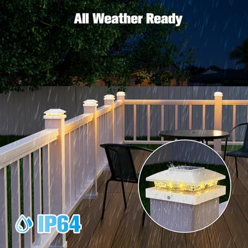 VOLISUN 4x4 Solar Post Cap Lights, 8 Pack White Waterproof Fence Lights - Image 3