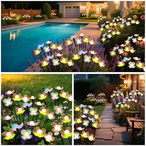 MRHEPHAESTUS Solar Garden Lights, 4 Pack 24 LED Solar Swaying Flower Light, Waterproof Firefly Lights Outdoor Fairy Light for Garden Patio Yard Pathway Flower Bed Decoration - Image 6