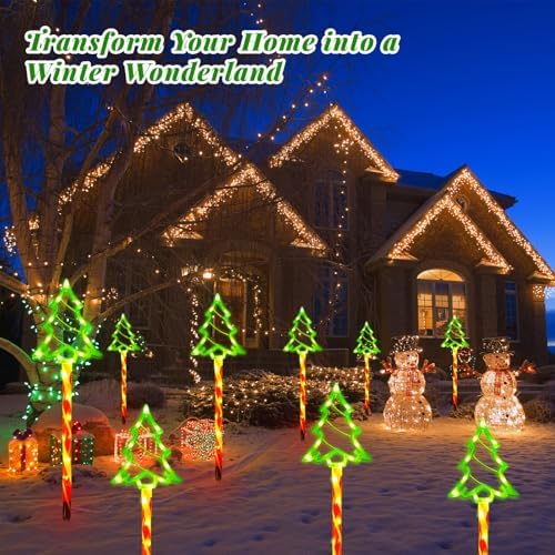 Outdoor Christmas Decorations Lights, 5 in 1 Candy Cane Christmas Tree Lights with 8 Modes, Christmas Pathway Lights Outdoor Waterproof, LED Christmas Outside Lights for Yard Path Garden Decor - Image 4