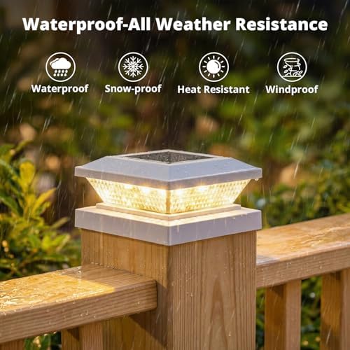 Mlambert 4x4 Solar Post Cap Lights Outdoor 12 Pack, Waterproof Solar Fence Light for Wooden/Vinyl Post, 2 Color Outside Deck Patio Porch Decor, White - Image 3