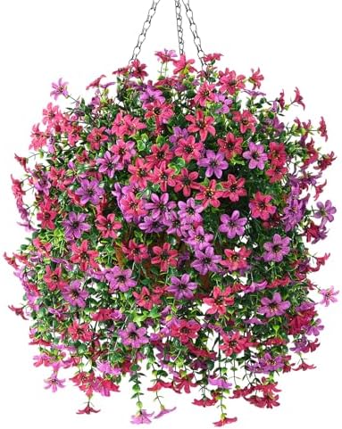 Artificial Faux Hanging Flowers Plants Basket for Outdoor Spring Home Decor by INQCMYPlantRack