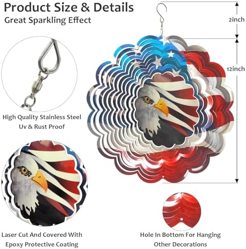 Eagle Wind Spinner, 3D Hanging Outdoor Decor - Image 6