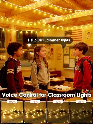 Connectable 43FT 100LED Globe String Lights Indoor, Smart Classroom Lights - Image 2