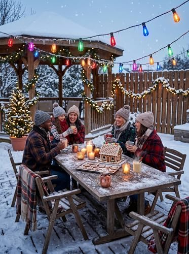 50Ft Outdoor Multicolor String Lights, LED Dimmable Christmas Multicolor Lights Outdoor Waterproof with 25 ST38 Colored LED Bulbs, 2700k Shatterproof for Backyard Gazebo Porch Garden Outside Decor - Image 3