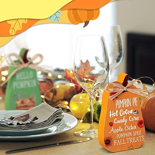 Jetec 4 Pcs Fall Decor Wooden Pumpkin Decorations Thanksgiving Decor - Image 5
