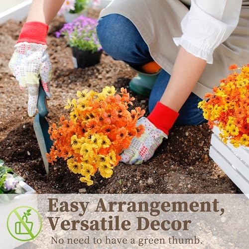 ColoPlay 16 Bundles Artificial Mums for Outdoors, Fake Flowers Fall Decor - Image 5
