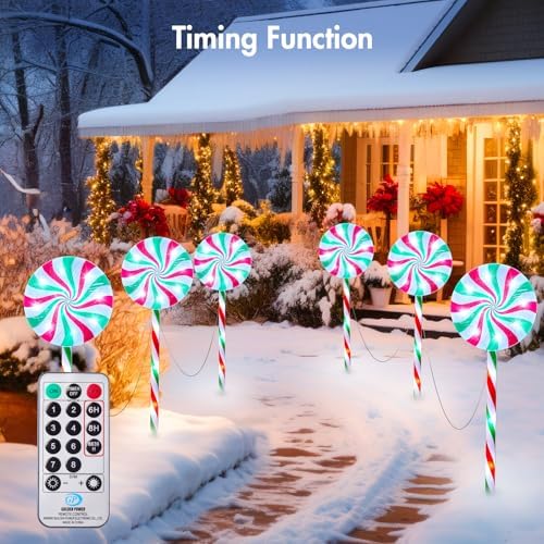 Brightown 6 Pack Lollipop Christmas Pathway Lights Outdoor, 27inch 120 LED - Image 6