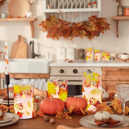 Fall Flameless Candles, Maple Leaf Battery Operated Candles with Remote - Image 6