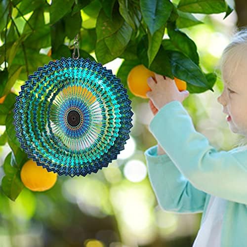 FONMY Stainless Steel Wind Spinner Mandala Starry Sky 6 inch 3D Stainless Steel Laser Cut Metal Art Geometric Pattern - Hanging Wind Spinner Kinetic Yard Art Decorations - Indoor/Outdoor Décor - Image 5