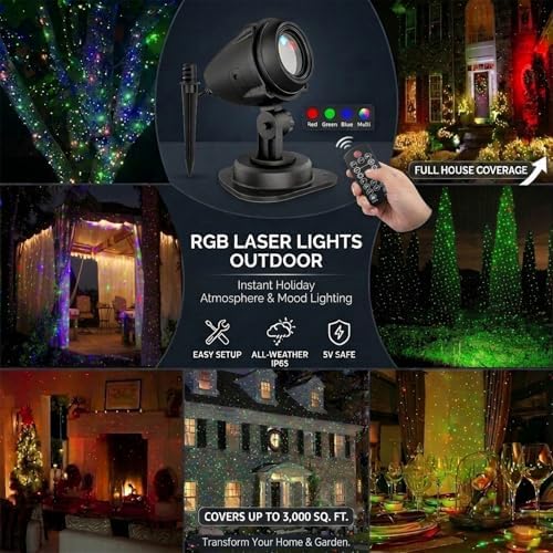 Laser Christmas Projector Lights Outdoor, 3-Color RGB Star Light, Aluminum - Image 5