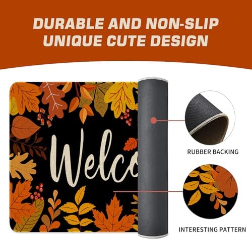 Fall Door Mat,Fall Maple Leaf Welcome Doormat Outdoor,Thanksgiving Non-Skid Floor Mat Autumn Kitchen Decoration Door Mats Bedroom Doormats 17x30 inch - Image 5